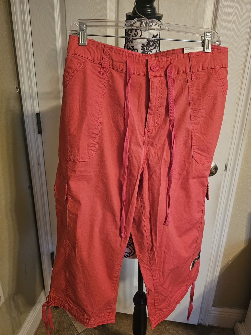 St. John's Bay Coral Cargo Women's Shorts In  Claret Red Color.